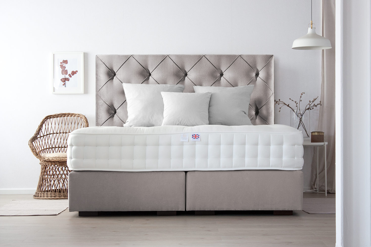 taupe Boxspringbett Fame